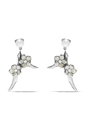 Shaun Leane cherry blossom diamond drop earrings - Silver