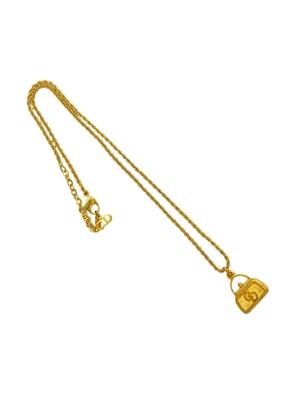 Christian Dior Pre-Owned 1990-2010 Gold Plated CD Logo Bag Pendant Necklace costume necklace