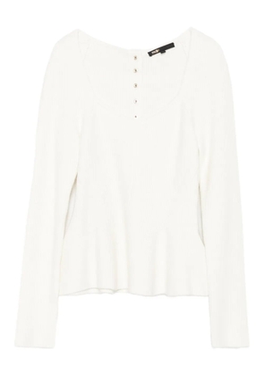 Maje ribbed square-neck top - White