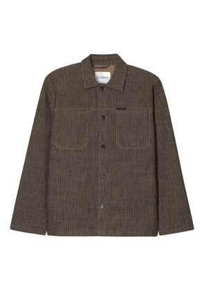 Closed striped shirt jacket - Brown