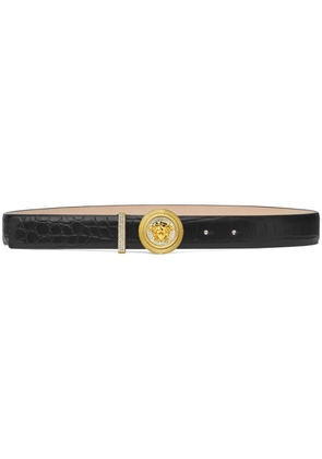 Versace Medusa Biggie croc-effect belt - Black