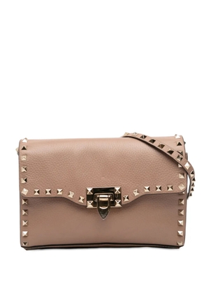 Valentino Garavani Pre-Owned 2010-2025 Small Grainy Calfskin Rockstud Flap crossbody bag - Brown