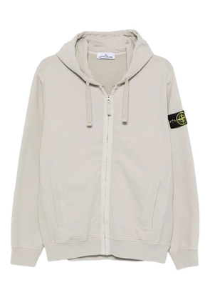 Stone Island logo-badge zip-fastening hoodie - Grey