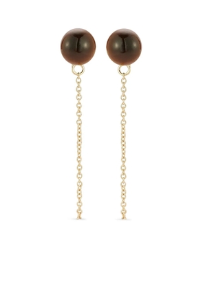 Mateo 14kt yellow gold tiger eye earrings - Brown