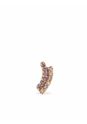 Maria Black 14kt yellow gold Rainbow diamond and pink sapphire stud