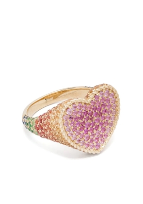 Yvonne Léon 9kt yellow gold Heart Rainbow diamond signet ring