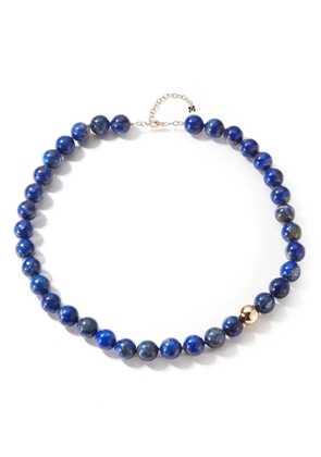 Mateo logo-charm bead-embellished necklace - Blue