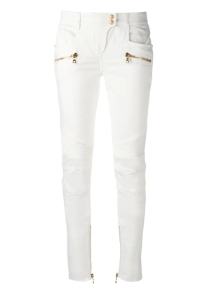 Balmain skinny biker trousers - White