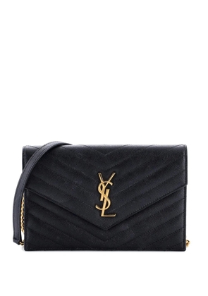 Saint Laurent Pre-Owned Classic Monogram Wallet on Chain Matelasse Chevron Leather Small crossbody bag - Black