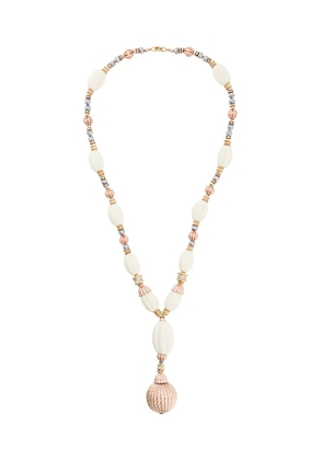 Christian Dior Pre-Owned 1980s oval beads necklace - White