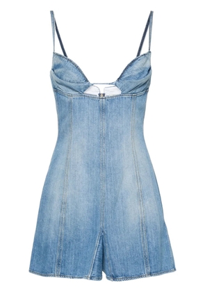 Nensi Dojaka godet-design denim mini dress - Blue
