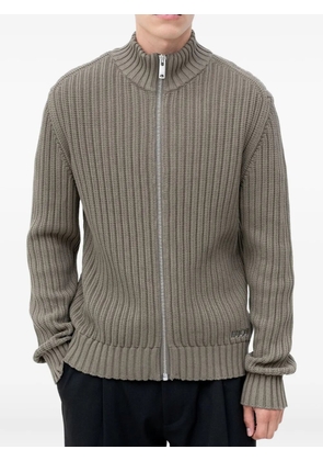 HUGO ribbed zip cardigan - Grey