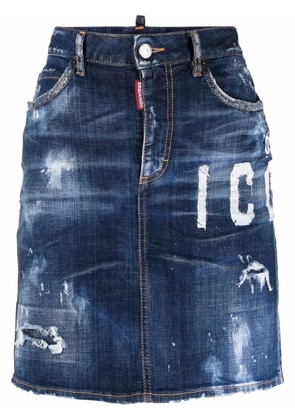 DSQUARED2 logo-print denim skirt - Blue