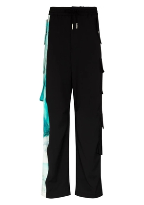 Feng Chen Wang panelled drawstring cargo pants - Black