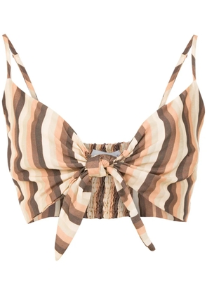 Amir Slama striped cropped top - Brown