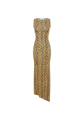 Marine Serre python-print asymmetrical dress - Yellow