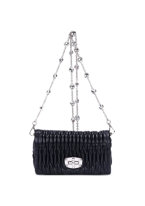 Miu Miu Pre-Owned Cloqué chain-strap crystal-embellishment clutch bag - Black