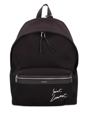 Saint Laurent logo-embroidered backpack - Black