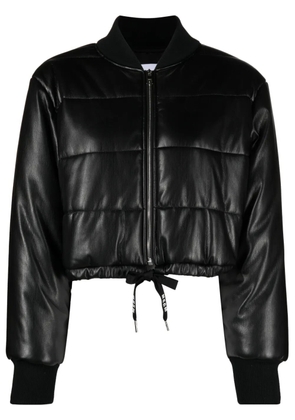 MSGM padded cropped faux-leather jacket - Black