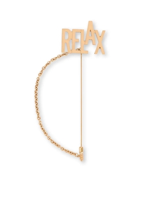 Moschino Relax-lettering chain-detail brooch - Gold