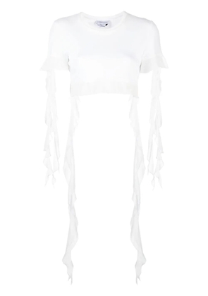 Blumarine ruffled cotton crop top - White