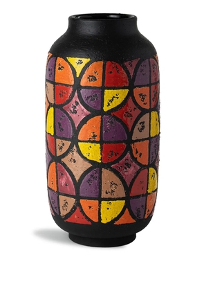 Nuove Forme Optical geometric-pattern ceramic vase - Brown