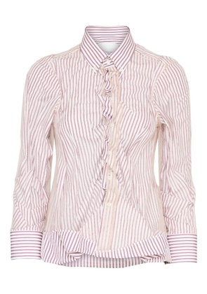 Maison Margiela striped ruffled shirt - White