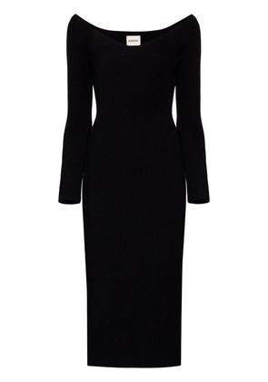 KHAITE The Pia ribbed-knit midi dress - Black