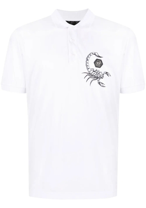 Philipp Plein Scorpion-print polo shirt - White