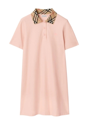 Burberry check-collar embroidered mini dress - Pink