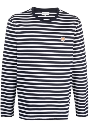 Maison Kitsuné Fox-motif striped cotton T-shirt - Blue