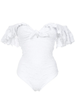 Amir Slama texture ruffled swimsuit - White