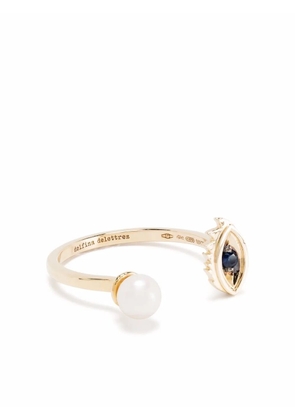 Delfina Delettrez 9kt yellow gold Micro-Eye Piercing sapphire and pearl ring