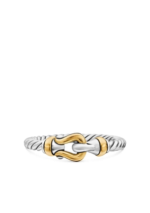 David Yurman 18kt yellow gold and sterling silver Petite Buckle ring (2mm)