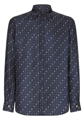 Dolce & Gabbana geometric-print silk shirt - Blue