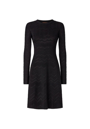 Missoni chevron long-sleeve mini dress - Black