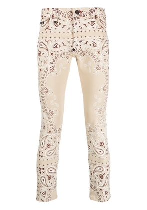 Philipp Plein bandana-print skinny jeans - Neutrals