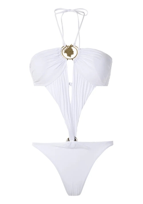 Amir Slama cut out halterneck swimsuit - White