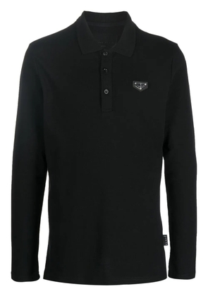 Philipp Plein logo-plaque polo shirt - Black
