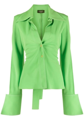 A.W.A.K.E. Mode oversized cuffs ruched shirt - Green