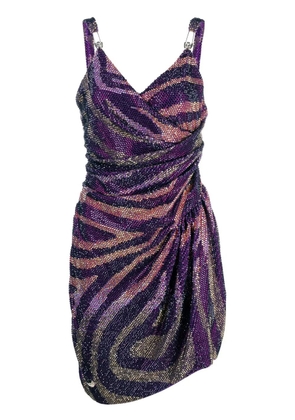 Philipp Plein crystal-embellished zebra-print dress - Purple