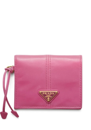 Prada logo-plaque leather wallet - Pink