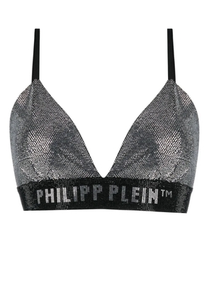 Philipp Plein rhinestone embellished bra - Silver