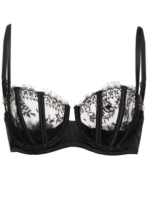 Fleur Du Mal Frankie lace boned balconette bra - Black