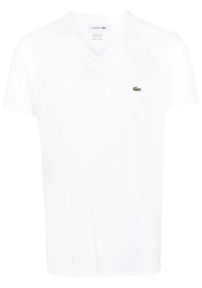 Lacoste logo-patch V-neck cotton T-shirt - White