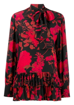 Valentino Garavani floral print pleated blouse - Black