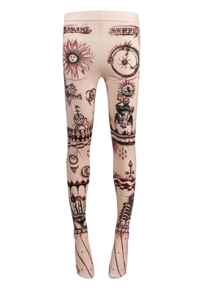Marine Serre Geotic tattoo-print leggings - Neutrals