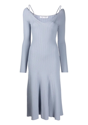 Proenza Schouler White Label lightweight rib knit V-neck dress - Blue