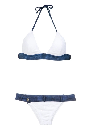 Amir Slama denim panels bikini set - White