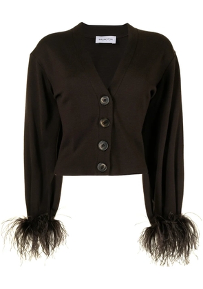 16Arlington Kara feather-trim cardigan - Brown